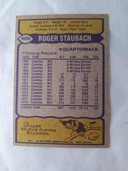 1979 Topps #400 Roger Staubach AP - Image 2