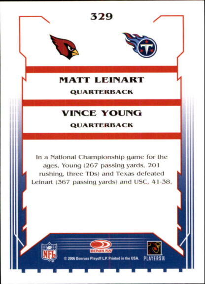 2006 Score #329 Matt Leinart/Vince Young - Image 2