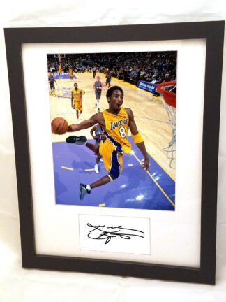 Kobe Bryant Autographed Cut with 8x10 Photo 11 x 14 Matted