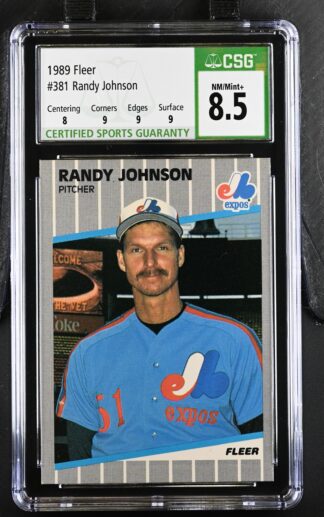 1989 Fleer #381 Randy Johnson RC UER/Innings for '85 and/'86 shown as 27 and/120, should be 27.1/and 119.2
