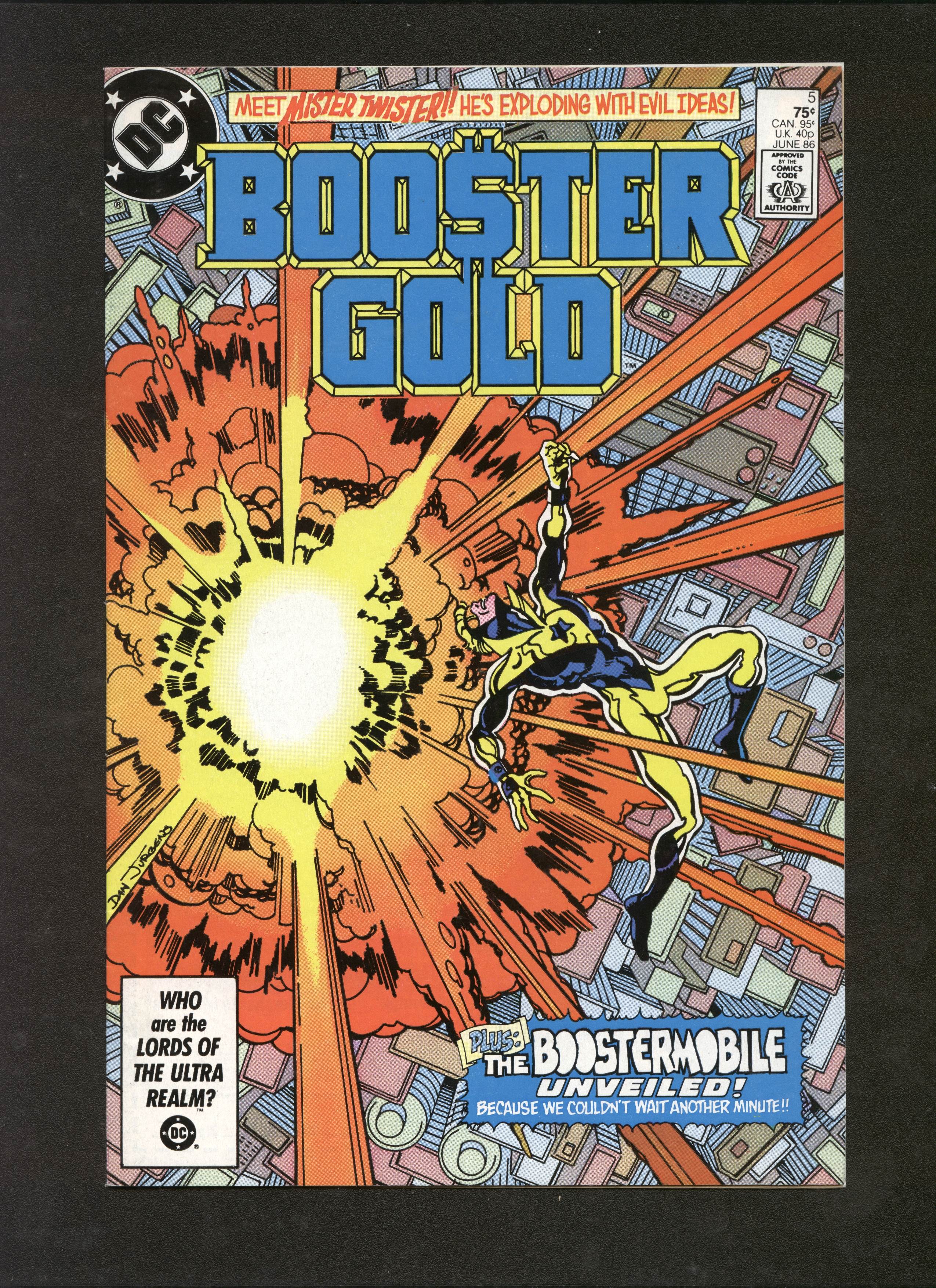 Booster Gold #5 (DC Comics, 1986) Dan Jurgens - Booster Gold,Dirk Davis,Goldstar,Jeanie Collins,Jeremy Brysler,Lieutenant Rogers,Mister Twister II,MPD,Myron,Skeets,The Director
